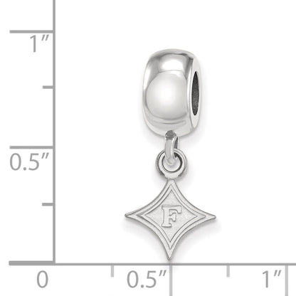 Sterling Silver Rhod-Pltd Logoart Furman University Xs Dangle Bead
