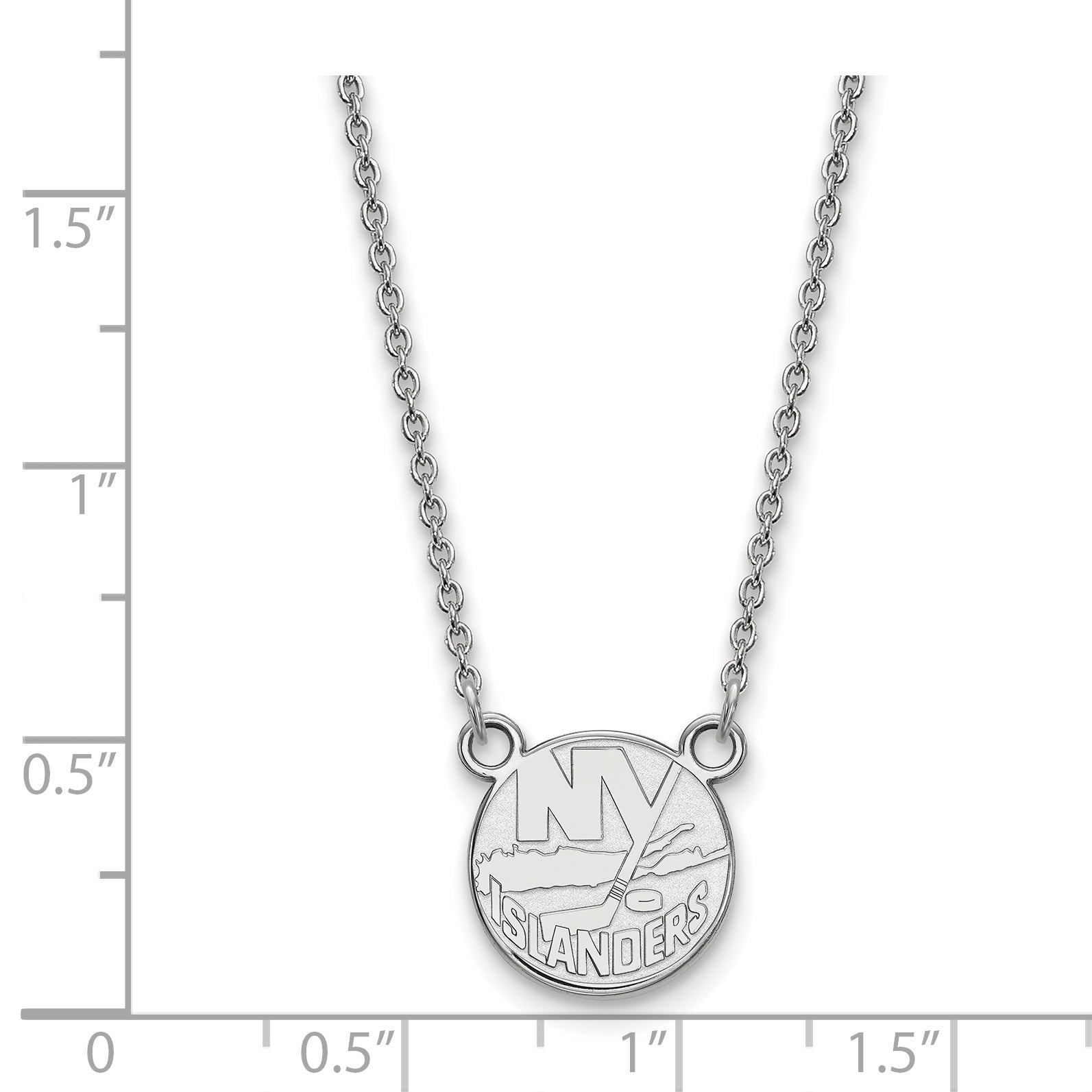 Sterling Silver Rhodium Plated Nhl Logoart New York Islanders Small Pendant 18 Inch Necklace