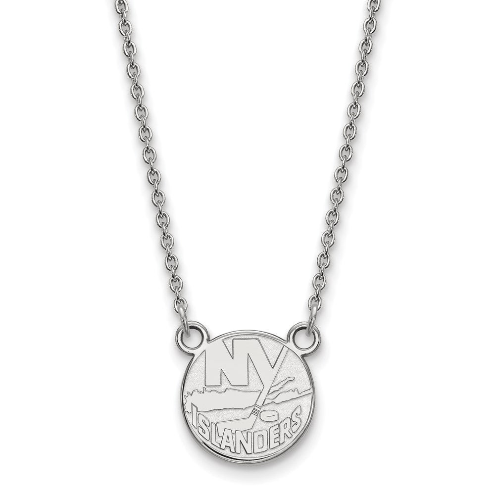 Sterling Silver Rhodium Plated Nhl Logoart New York Islanders Small Pendant 18 Inch Necklace