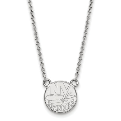 10K White Gold Nhl Logoart New York Islanders Small Pendant 18 Inch Necklace