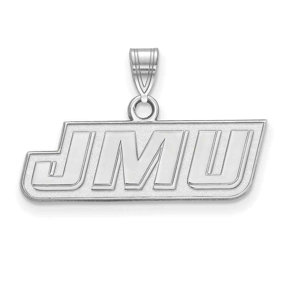 Sterling Silver Rhodium Plated Logoart James Madison University J M U Small Pendant
