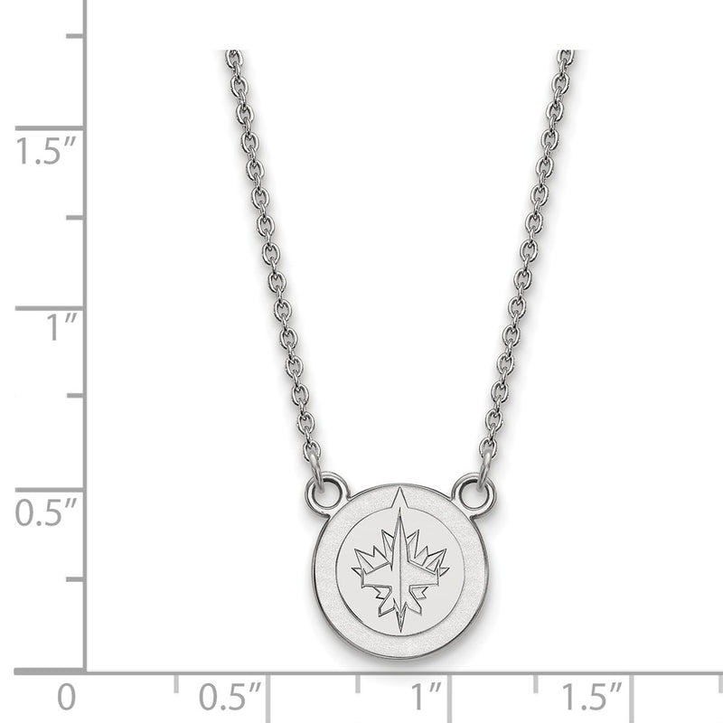 Sterling Silver Rhodium Plated Nhl Logoart Winnipeg Jets Small Pendant 18 Inch Necklace