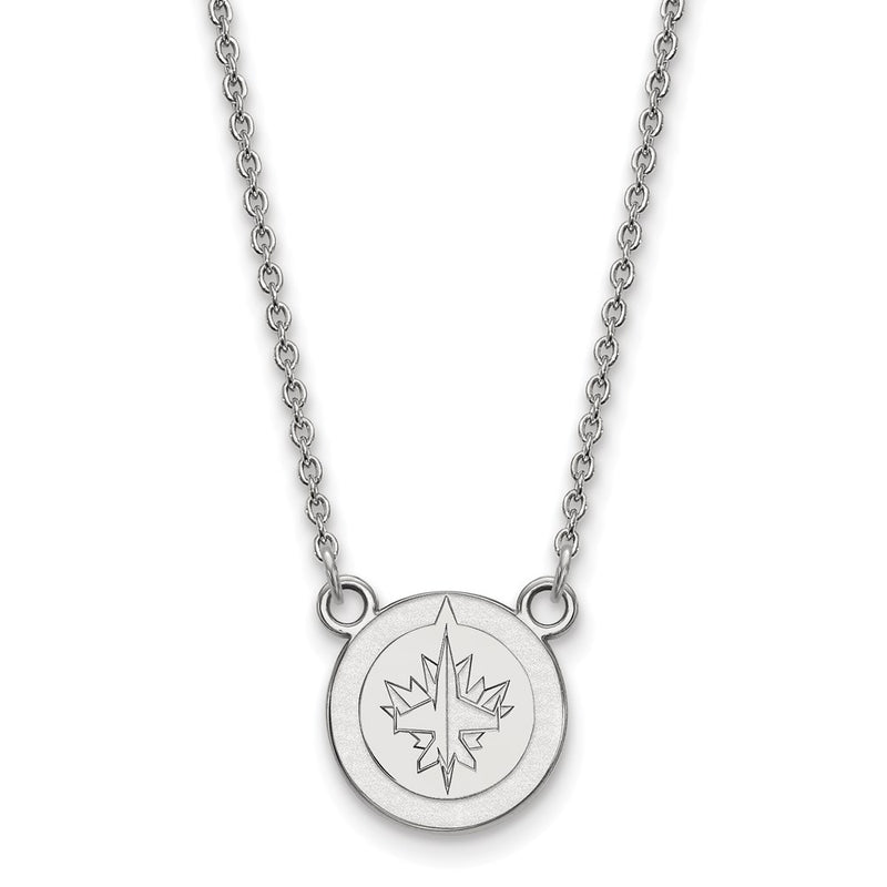 14K White Gold Nhl Logoart Winnipeg Jets Small Pendant 18 Inch Necklace