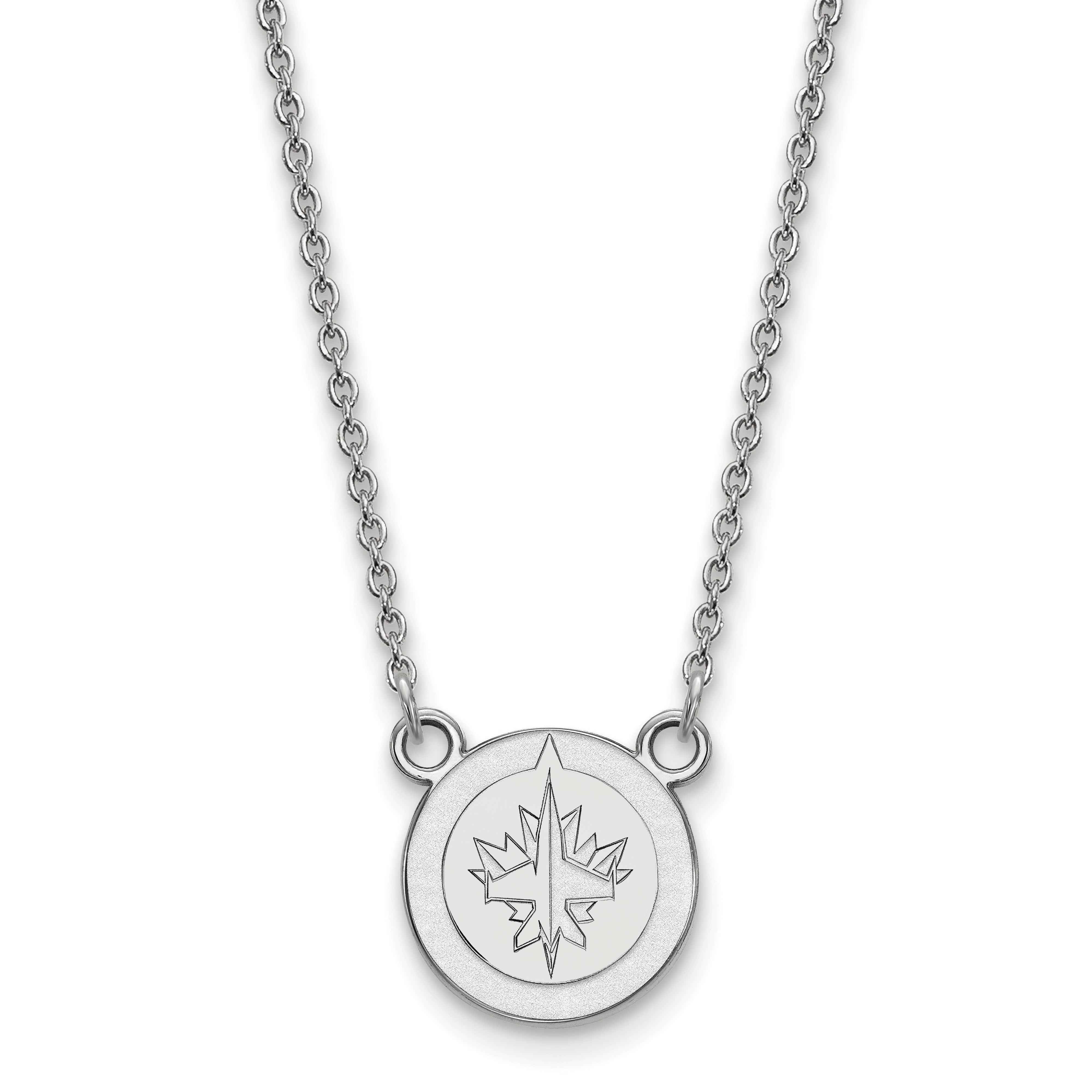 10K White Gold Nhl Logoart Winnipeg Jets Small Pendant 18 Inch Necklace