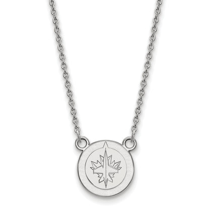 10K White Gold Nhl Logoart Winnipeg Jets Small Pendant 18 Inch Necklace