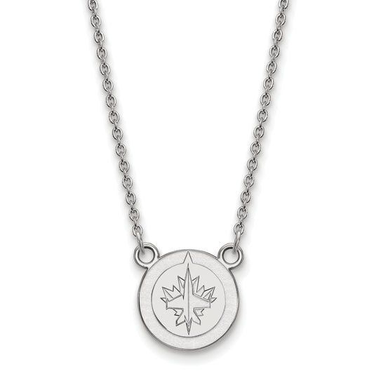 10K White Gold Nhl Logoart Winnipeg Jets Small Pendant 18 Inch Necklace