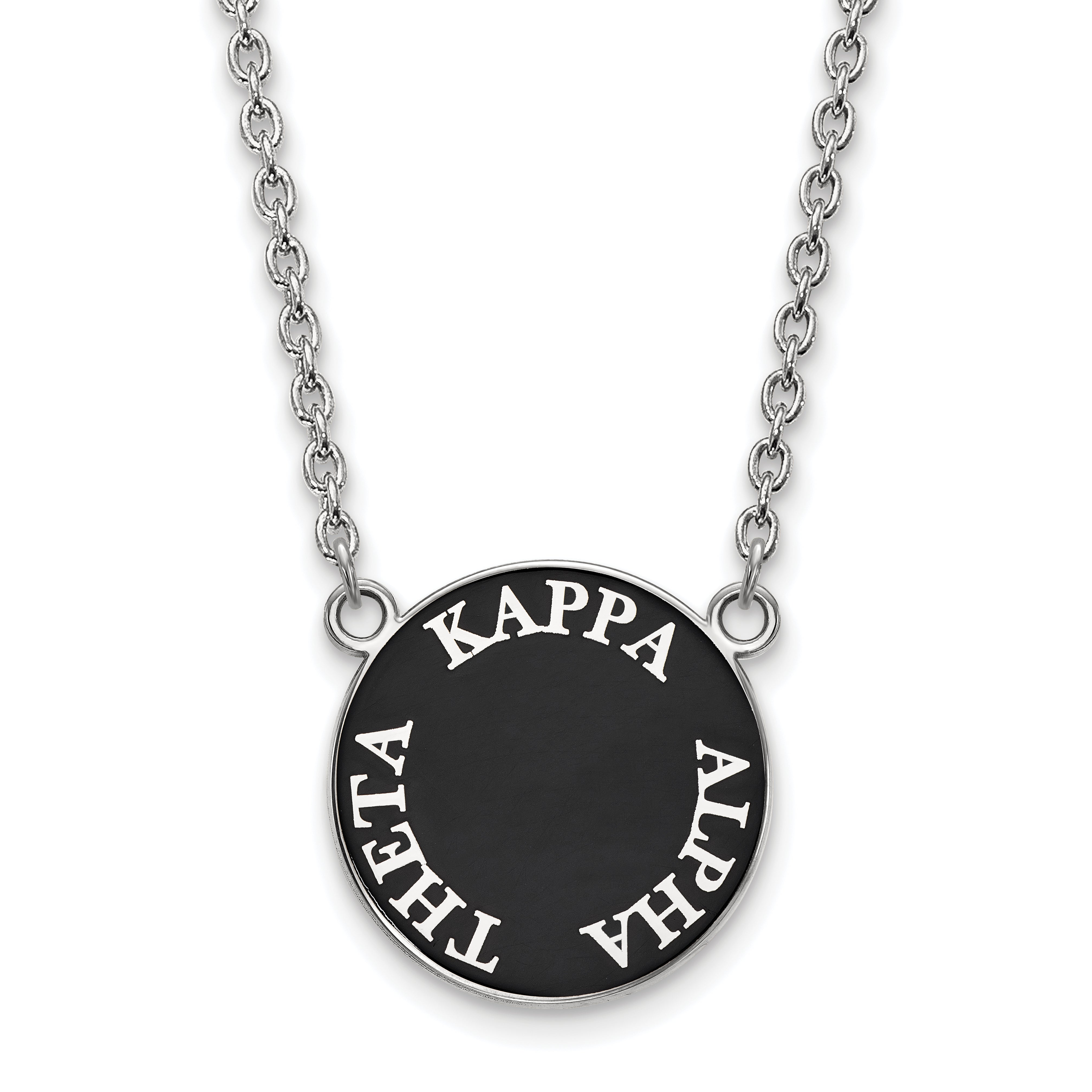 Sterling Silver Rhodium Plated Logoart Kappa Alpha Theta Sorority Text Large Color Enamel Pendant 18 Inch Necklace