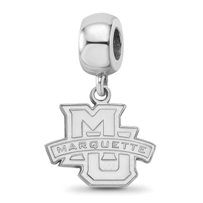 Sterling Silver Rhod-Pltd Logoart Marquette University Sm Dangle Bead