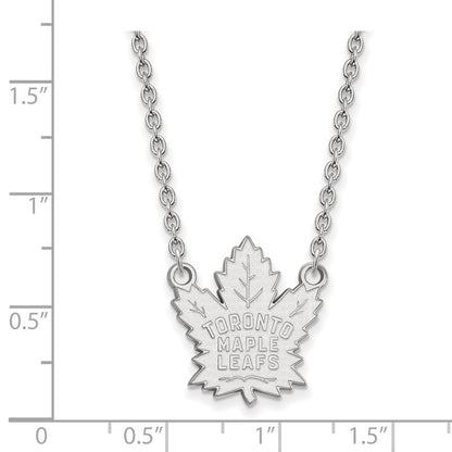 14K White Gold Nhl Logoart Toronto Maple Leafs Large Pendant 18 Inch Necklace
