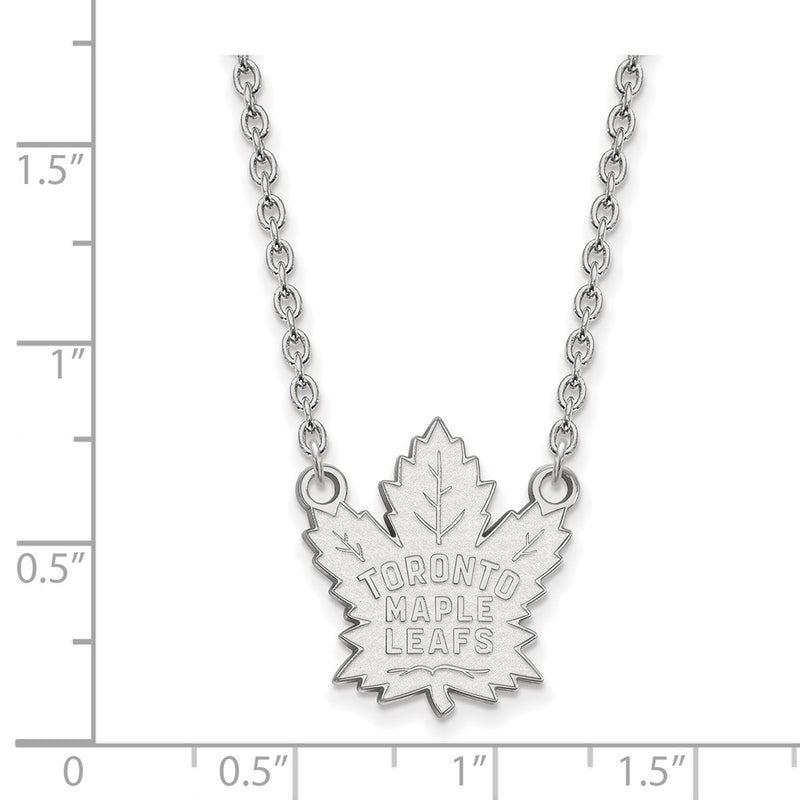 14K White Gold Nhl Logoart Toronto Maple Leafs Large Pendant 18 Inch Necklace