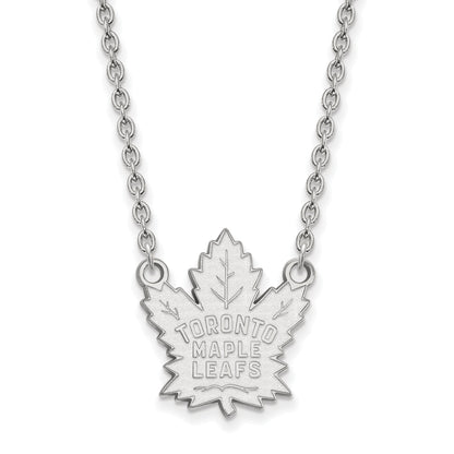 Sterling Silver Rhodium Plated Nhl Logoart Toronto Maple Leafs Large Pendant 18 Inch Necklace