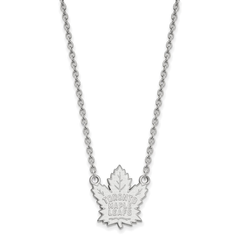 14K White Gold Nhl Logoart Toronto Maple Leafs Large Pendant 18 Inch Necklace