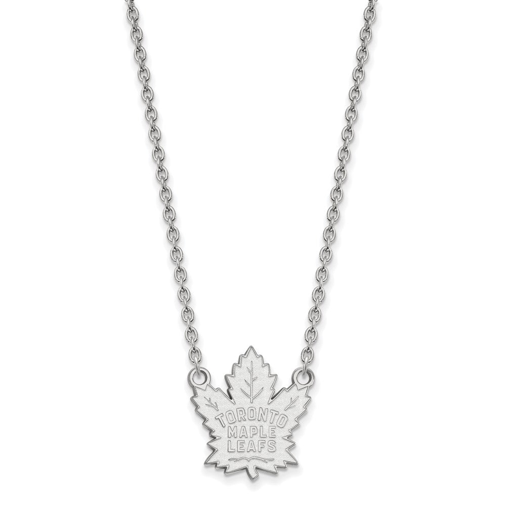 10K White Gold Nhl Logoart Toronto Maple Leafs Large Pendant 18 Inch Necklace