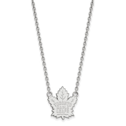 10K White Gold Nhl Logoart Toronto Maple Leafs Large Pendant 18 Inch Necklace