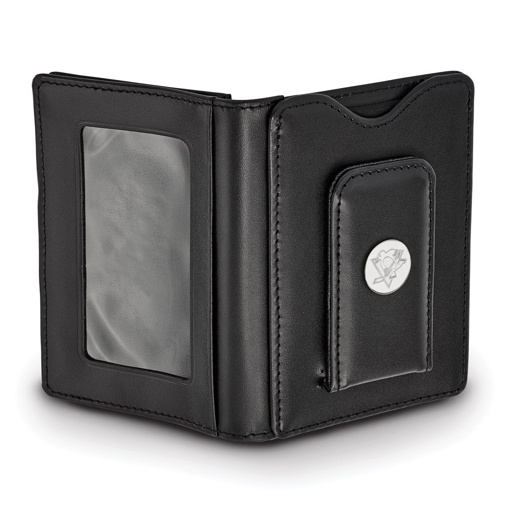 Sterling S. Rh-P Nhl Logoart Pittsburgh Penguins Black Leather Wallet