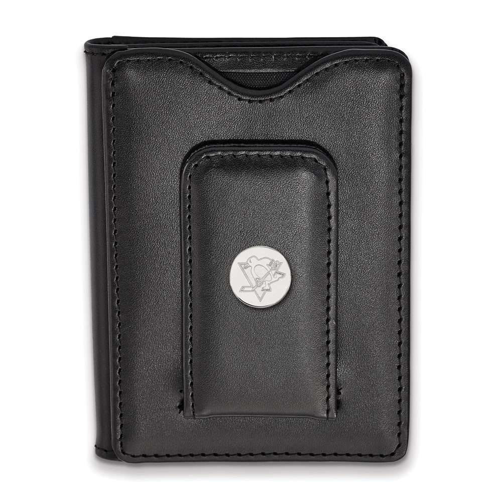 Sterling S. Rh-P Nhl Logoart Pittsburgh Penguins Black Leather Wallet