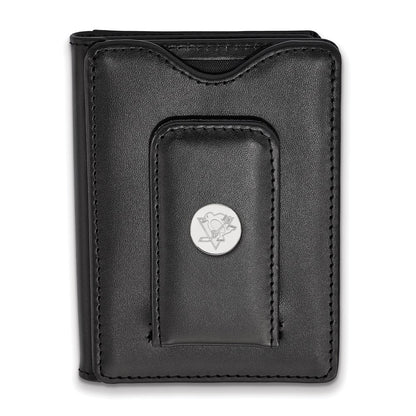 Sterling S. Rh-P Nhl Logoart Pittsburgh Penguins Black Leather Wallet