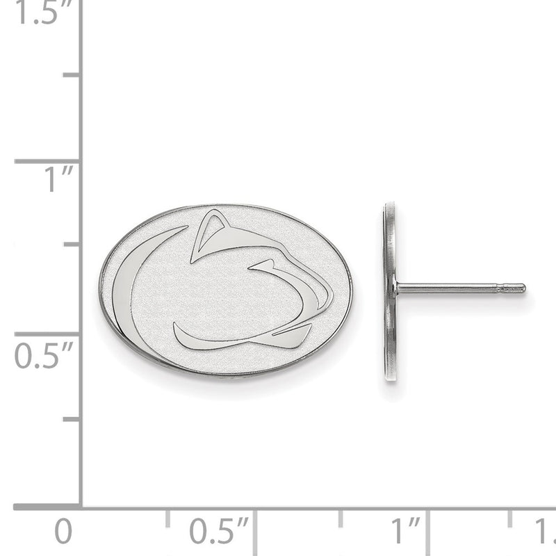 14K White Gold Logoart Penn State University Lion Small Post Earrings