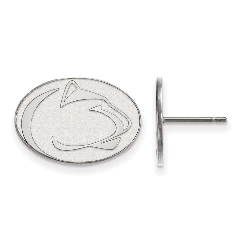 14K White Gold Logoart Penn State University Lion Small Post Earrings