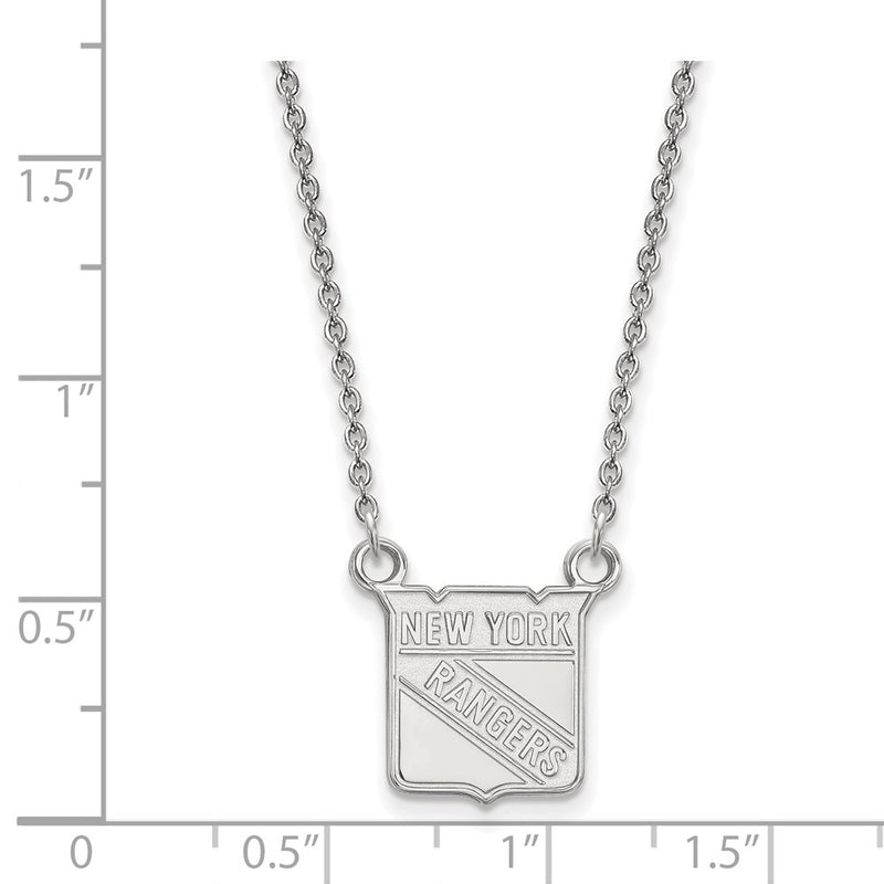 14K White Gold Nhl Logoart New York Rangers Small Pendant 18 Inch Necklace