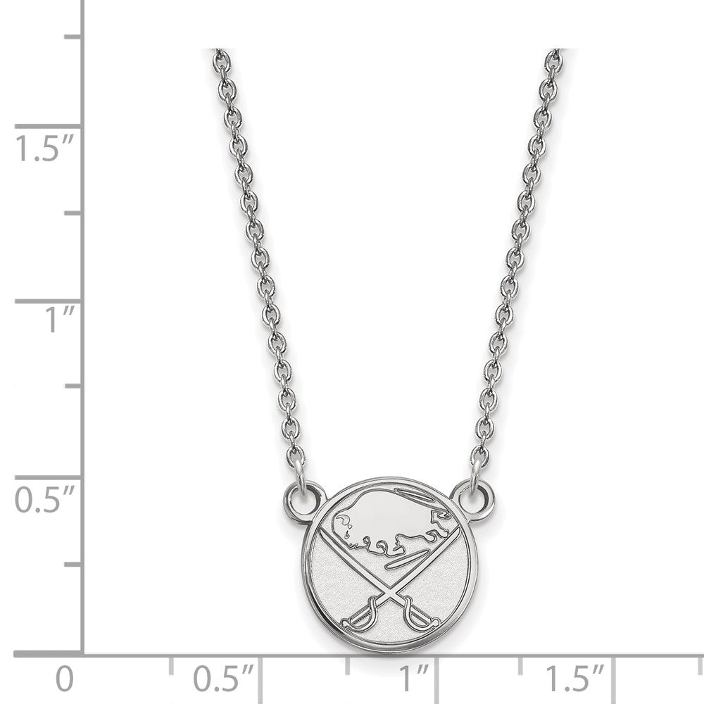 14K White Gold Nhl Logoart Buffalo Sabres Small Pendant 18 Inch Necklace