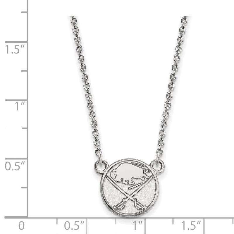 14K White Gold Nhl Logoart Buffalo Sabres Small Pendant 18 Inch Necklace