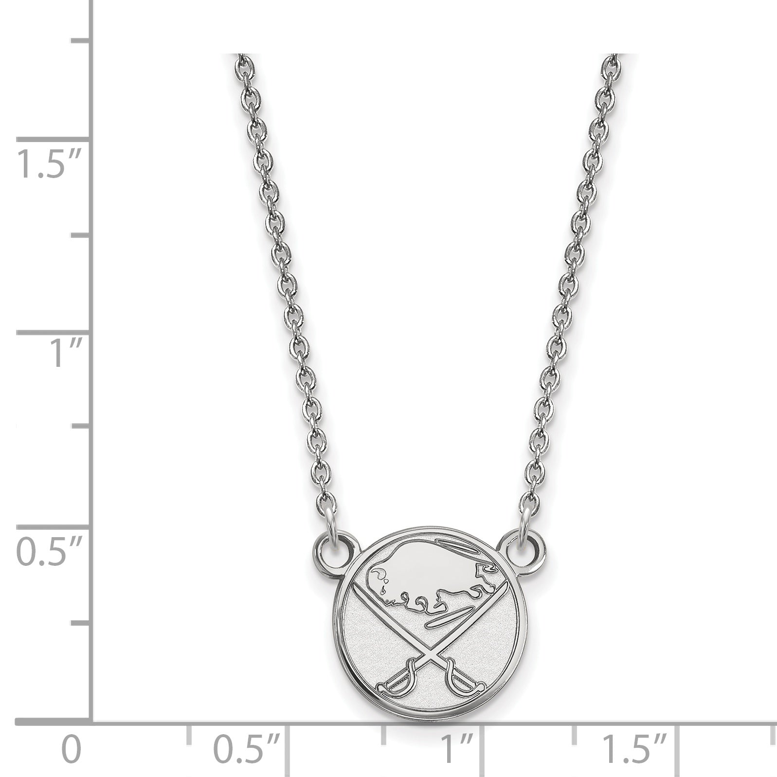 10K White Gold Nhl Logoart Buffalo Sabres Small Pendant 18 Inch Necklace