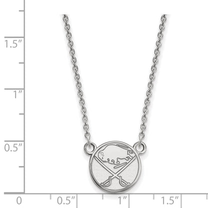 10K White Gold Nhl Logoart Buffalo Sabres Small Pendant 18 Inch Necklace