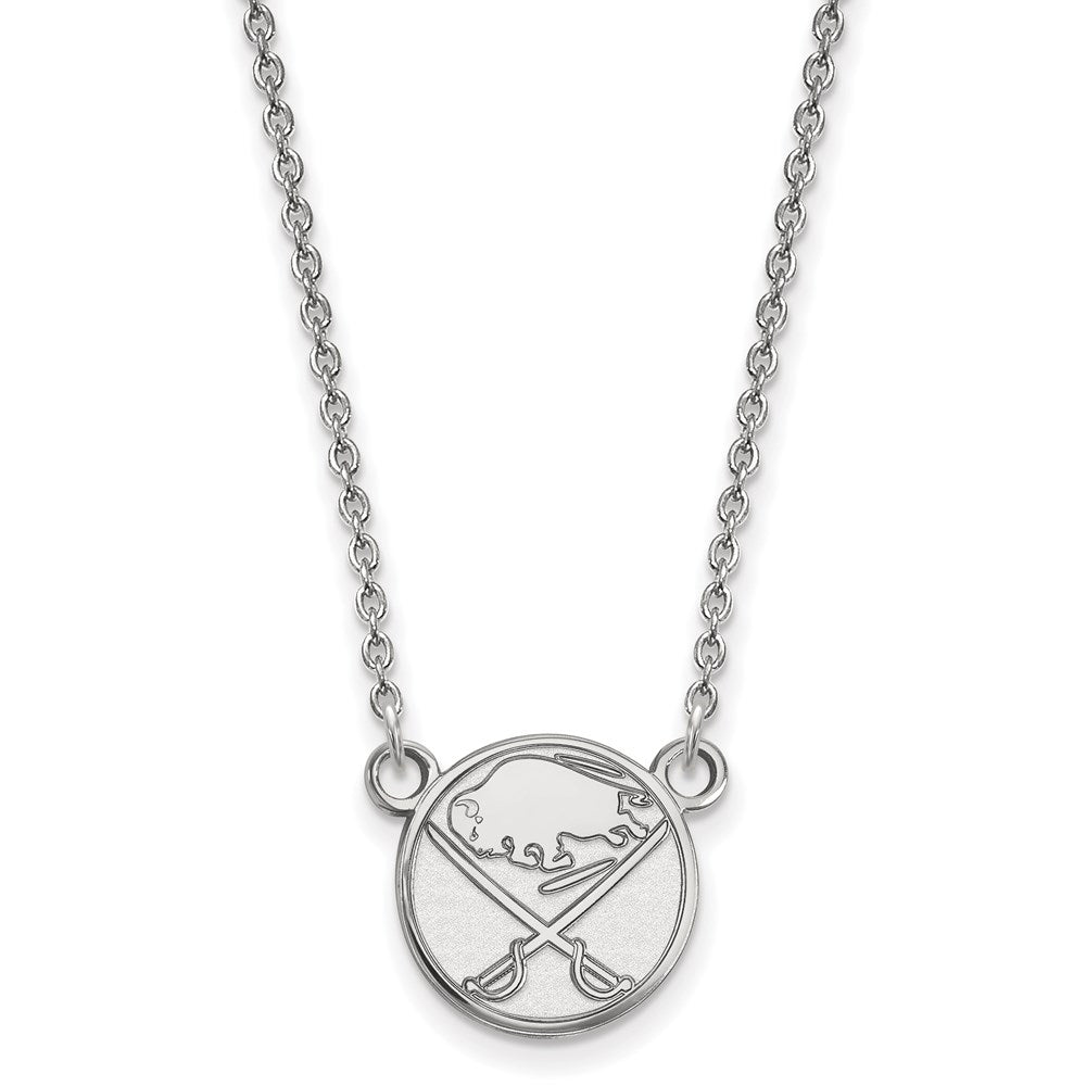 14K White Gold Nhl Logoart Buffalo Sabres Small Pendant 18 Inch Necklace