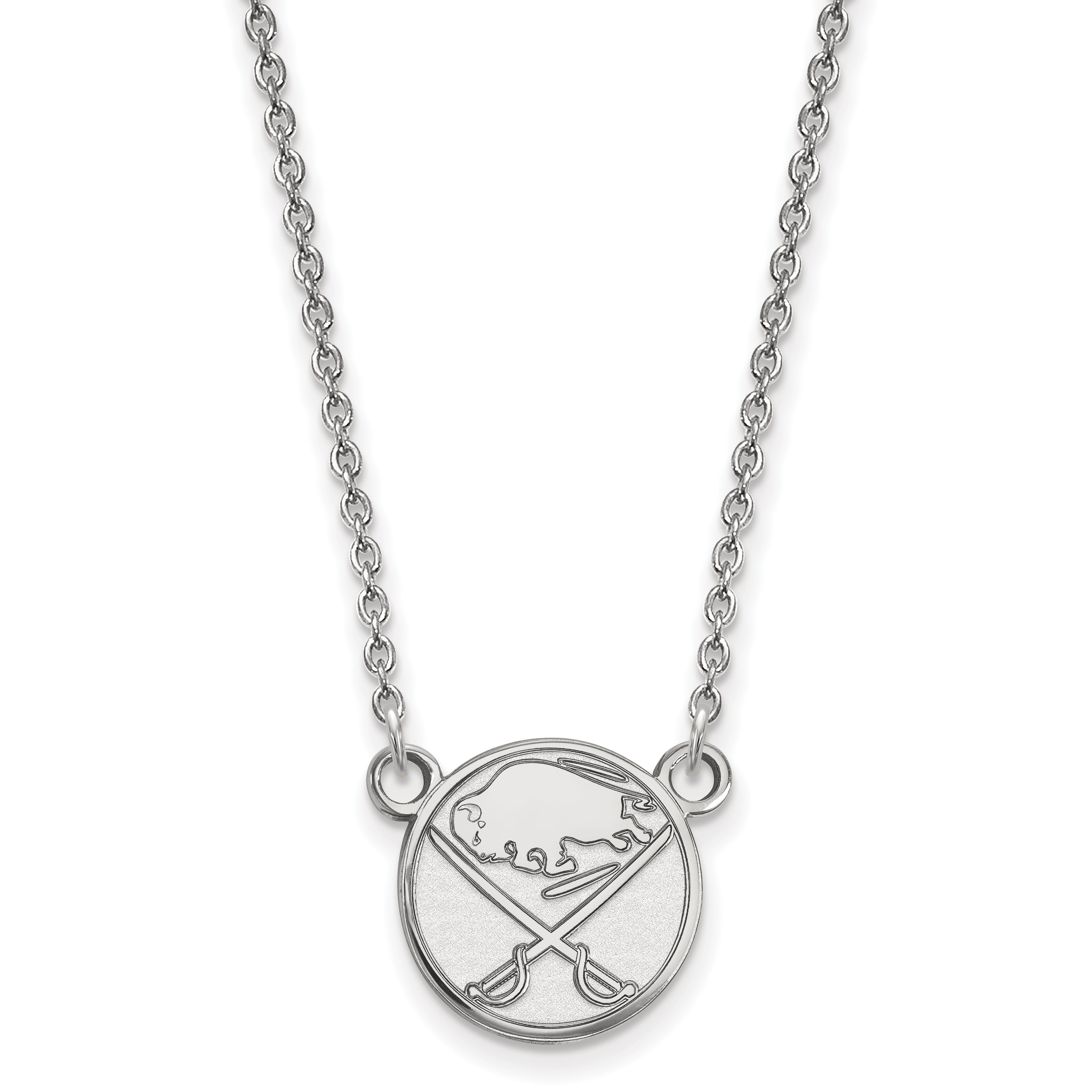 10K White Gold Nhl Logoart Buffalo Sabres Small Pendant 18 Inch Necklace