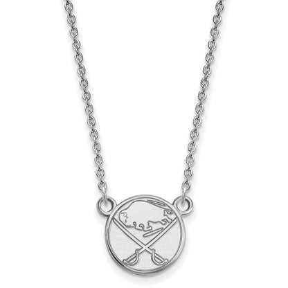10K White Gold Nhl Logoart Buffalo Sabres Small Pendant 18 Inch Necklace