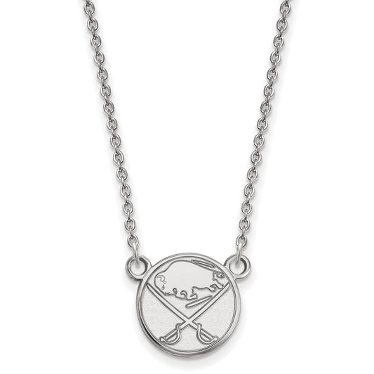 10K White Gold Nhl Logoart Buffalo Sabres Small Pendant 18 Inch Necklace