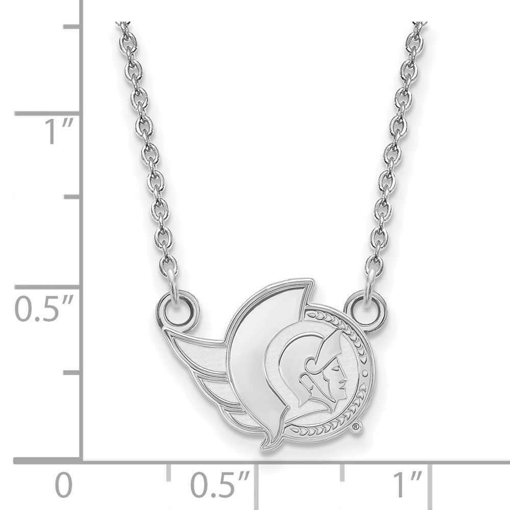 Sterling Silver Rhodium Plated Nhl Logoart Ottawa Senators Small Pendant 18 Inch Necklace