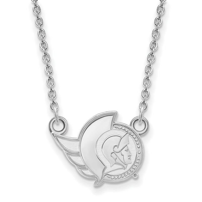 Sterling Silver Rhodium Plated Nhl Logoart Ottawa Senators Small Pendant 18 Inch Necklace