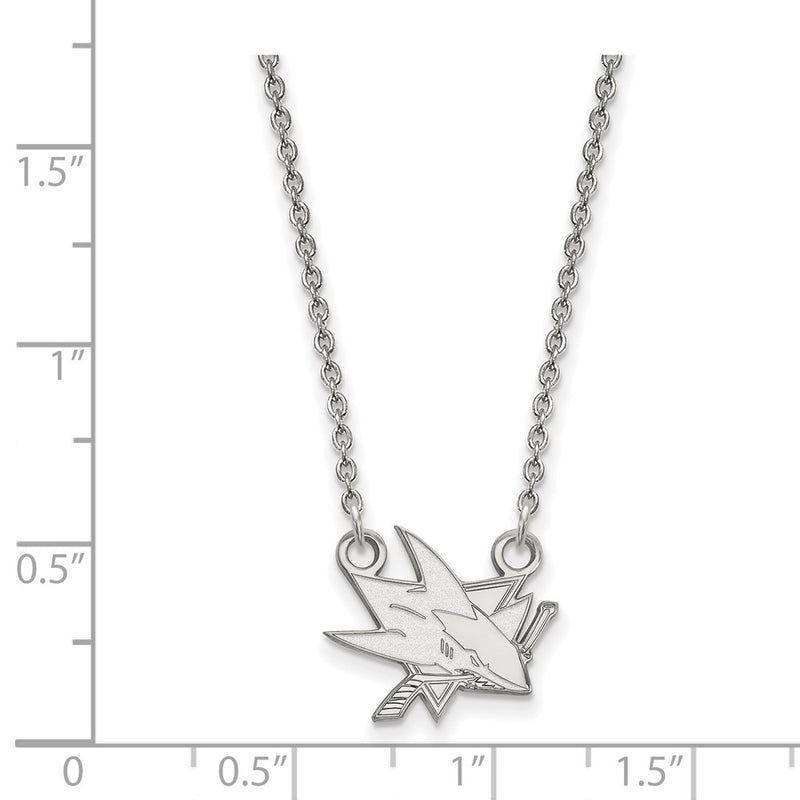 14K White Gold Nhl Logoart San Jose Sharks Small Pendant 18 Inch Necklace