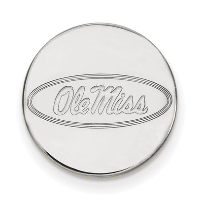 Sterling Silver Rh-P Logoart University of Mississippi Black Leather Oval Key Ch