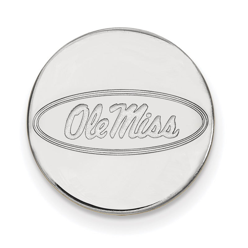 Sterling Silver Rh-P Logoart University of Mississippi Black Leather Oval Key Ch