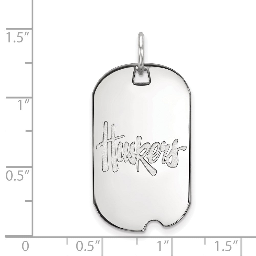 10K White Gold Logoart University Of Nebraska Huskers Small Dog Tag Pendant