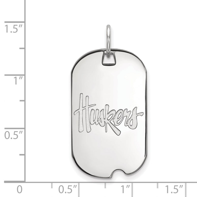 10K White Gold Logoart University Of Nebraska Huskers Small Dog Tag Pendant