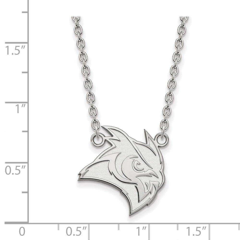 14K White Gold Logoart Rice University Owl Large Pendant 18 Inch Necklace