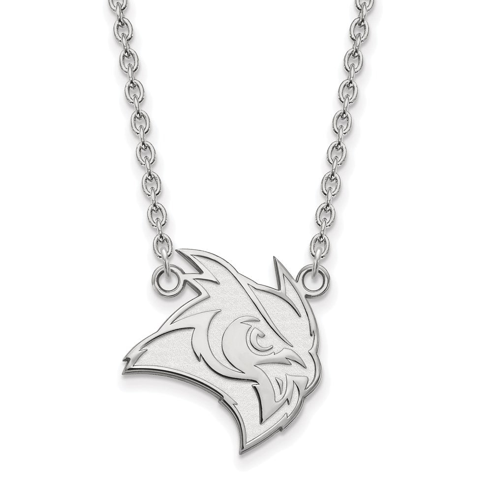 14K White Gold Logoart Rice University Owl Large Pendant 18 Inch Necklace