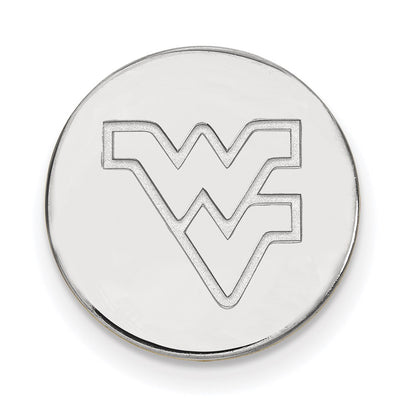 Sterling Silver Rh-P Logoart West Virginia University Black Leather Oval Key Cha