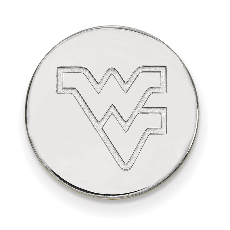 Sterling Silver Rh-P Logoart West Virginia University Black Leather Oval Key Cha