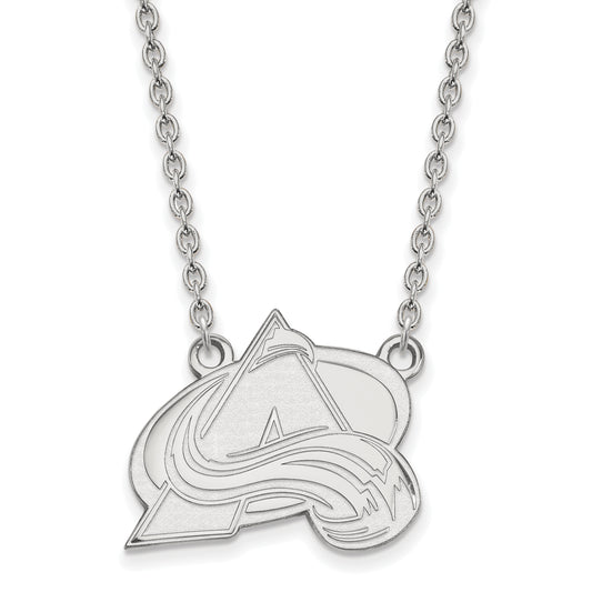10K White Gold Nhl Logoart Colorado Avalanche Letter A Large Pendant 18 Inch Necklace