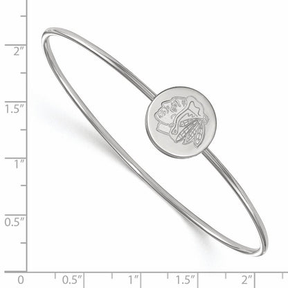 Sterling Silver Rh Plated Nhl Logoart Chicago Blackhawks Bangle Slip On