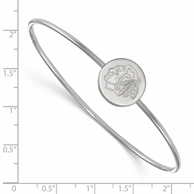 Sterling Silver Rh Plated Nhl Logoart Chicago Blackhawks Bangle Slip On