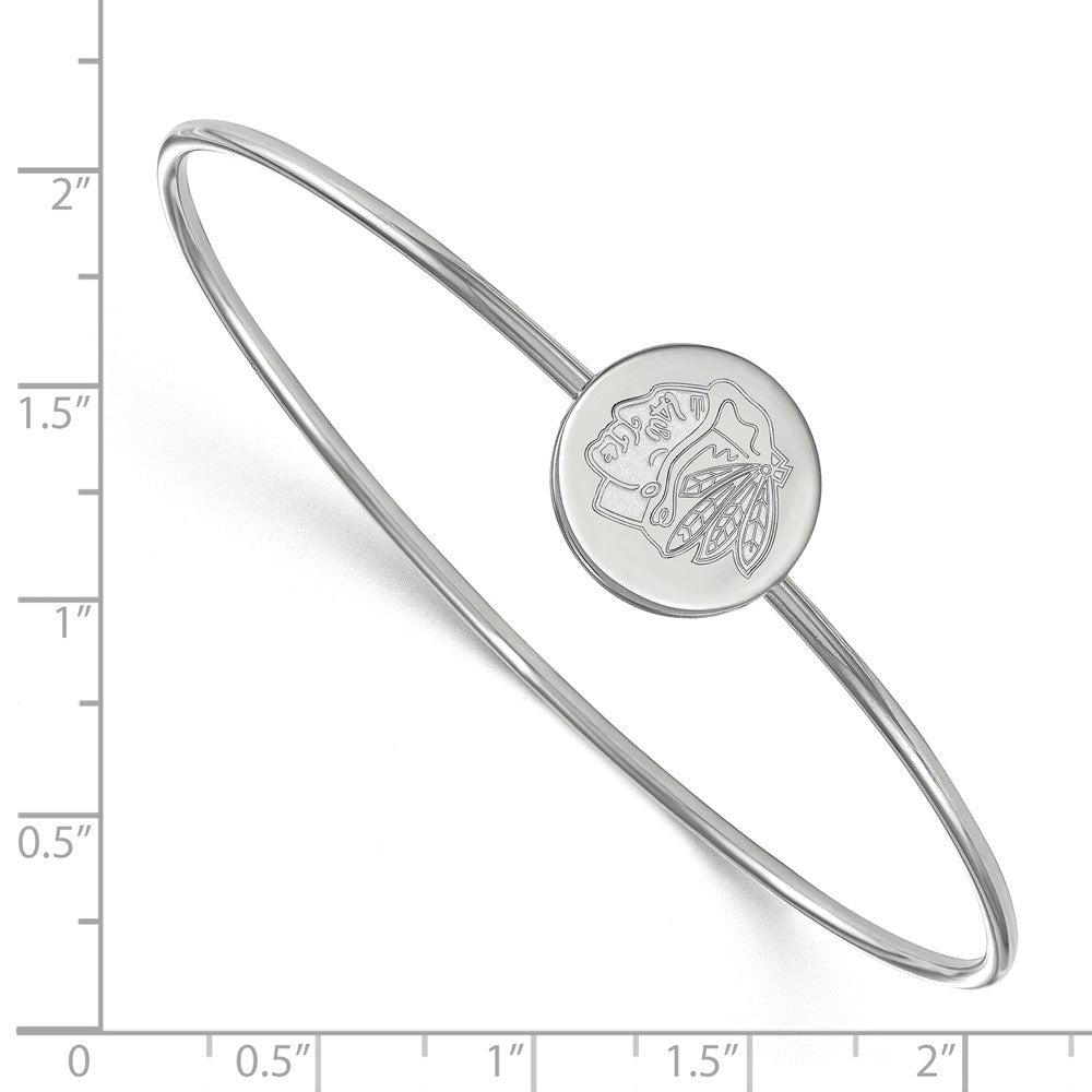 Sterling Silver Rh Plated Nhl Logoart Chicago Blackhawks Bangle Slip On