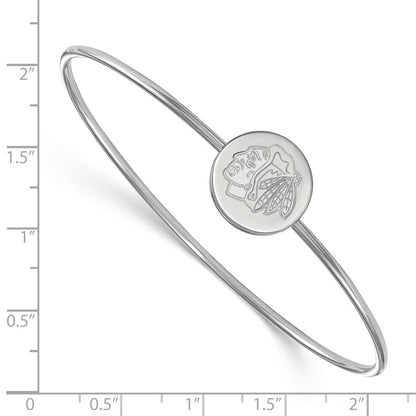 Sterling Silver Rh Plated Nhl Logoart Chicago Blackhawks Bangle Slip On