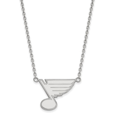 Sterling Silver Rhodium Plated Nhl Logoart St. Louis Blues Large Pendant 18 Inch Necklace