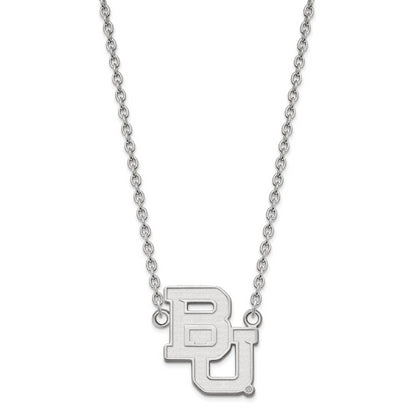 10K White Gold Logoart Baylor University Bears Large Pendant 18 Inch Necklace